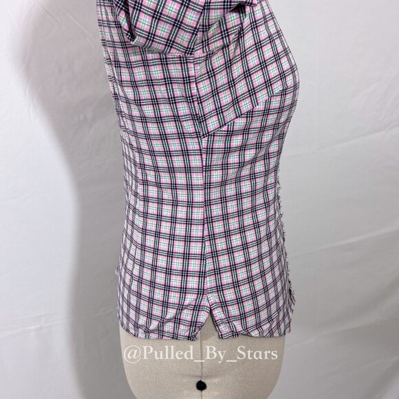 LILLY PULITZER Multicolor Plaid Long-Sleeve Ruffle Button-Front Shirt - Size 8 - Picture 8 of 16